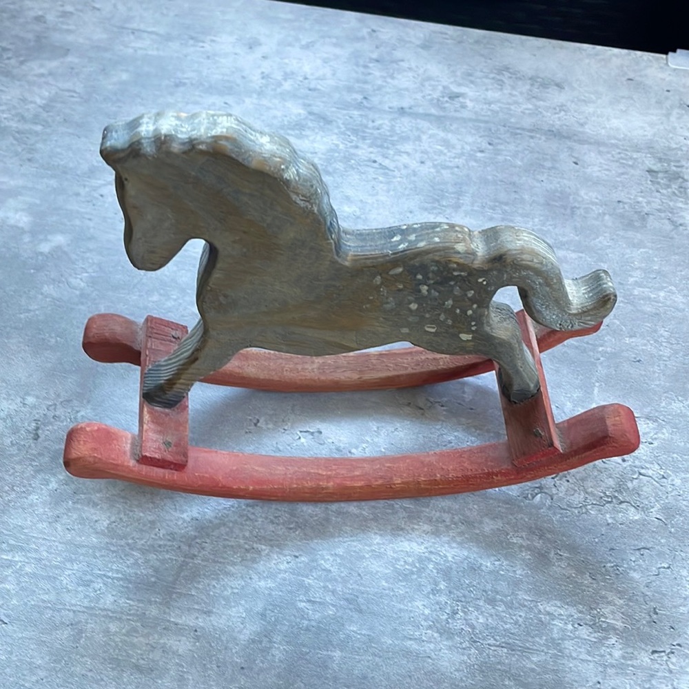 Handmade Wooden Rocking Horse Decoration - 6.5” H
